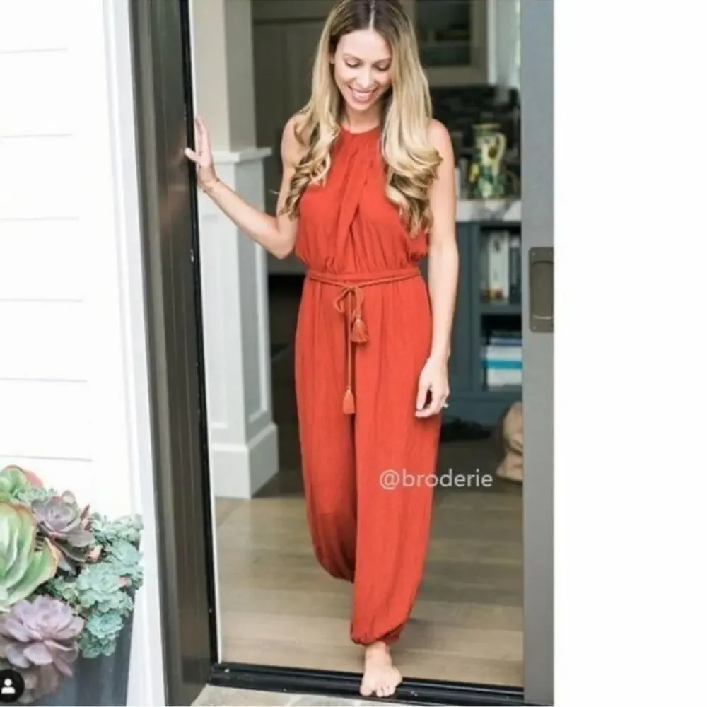 Anthropology Elevenses Burnt Orange North Beach Jumpsuit NWT - Picture 3 of 16